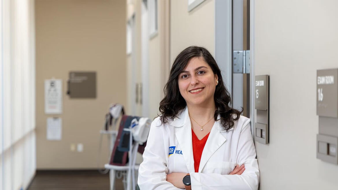 Mahsa Khayat-Khoei, MD, in the clinic