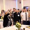 Students and families doing Champaign toast