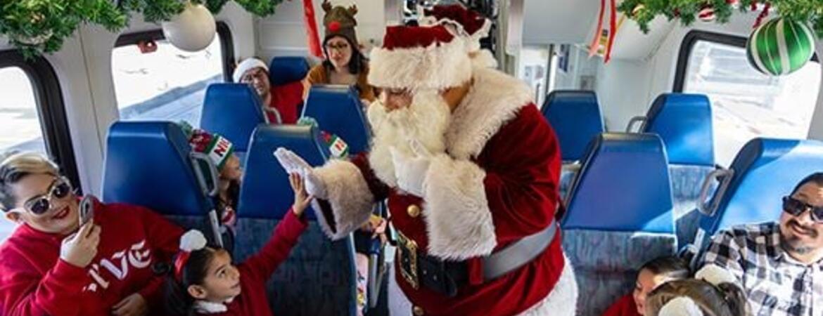 Santa on the train in a past year - courtesy of Metrolink