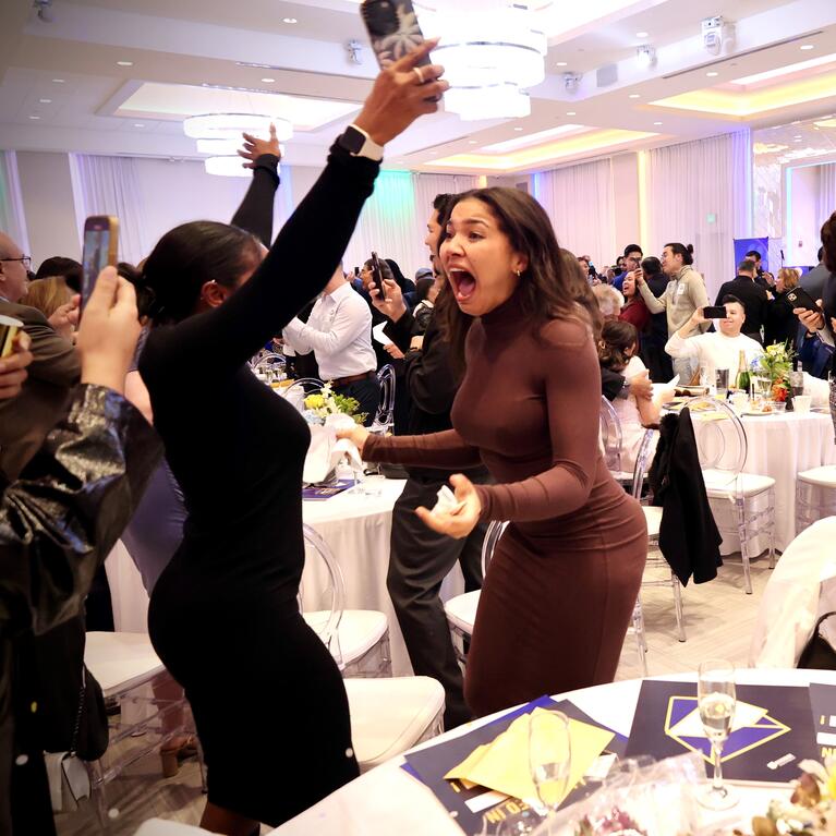Students celebrate their matches at the UCR School of Medicine's 2024 match day. Photo by Carlos Puma