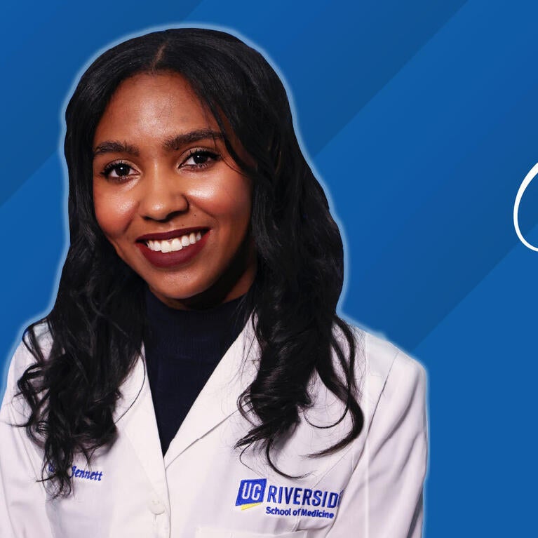 Headshot of Jennell Jennett on a blue background next to text reading "Class of 2026"